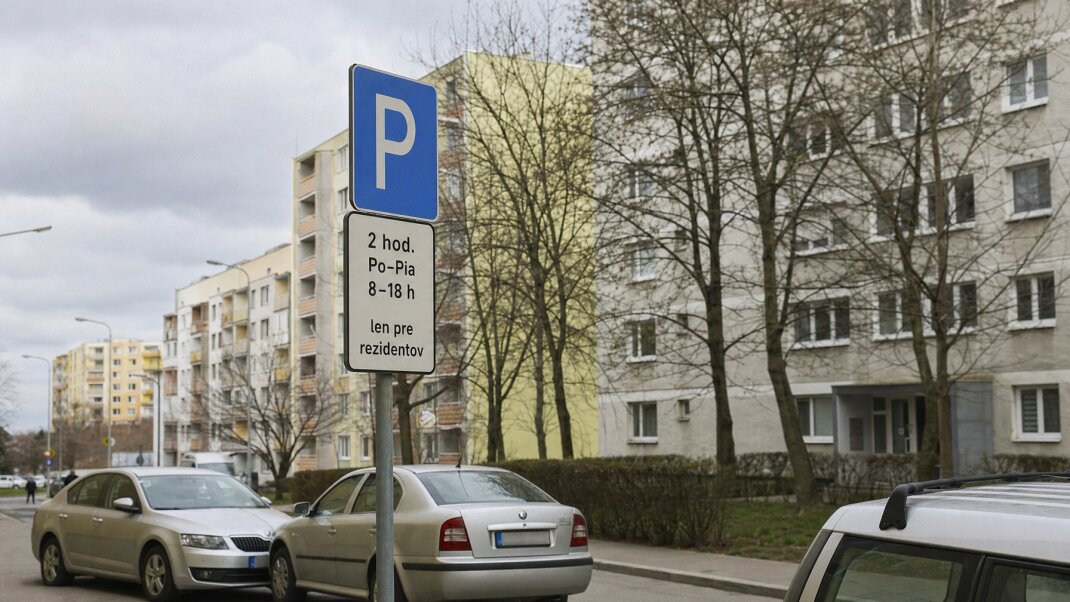 Parkovisko v Bratislave s autami a nápisom Bonusová karta PAAS