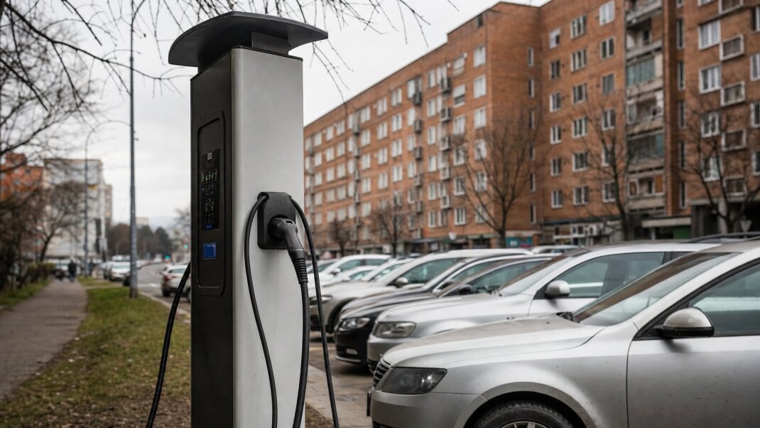 Parkovacie miesto s nabíjacou stanicou pre elektromobily v Bratislave