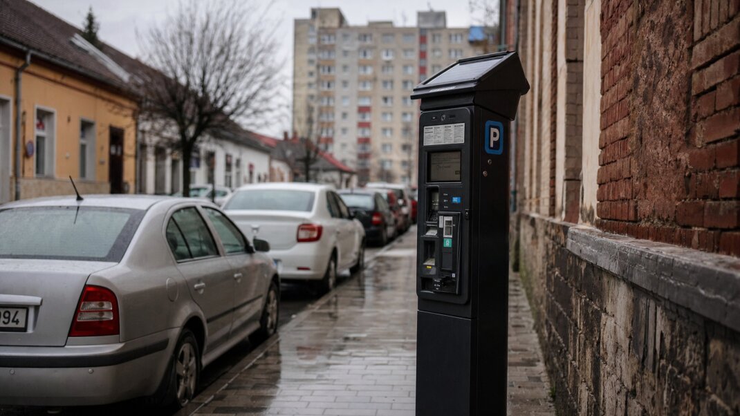 Parkovacie automaty na ulici v centre Rožňavy