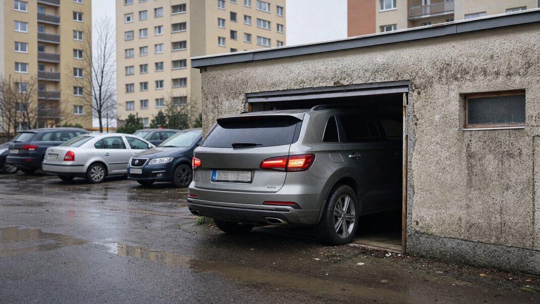 Parkovanie SUV v úzkej garáži na sídlisku v Bratislave