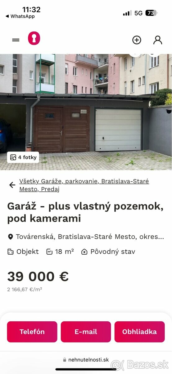 Na predaj garáž 18 m² s pozemkom