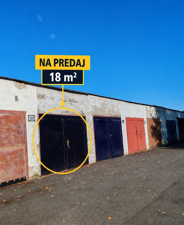 Na predaj samostatná garáž 18 m² na Staničnej ulici, Vranov nad Topľou