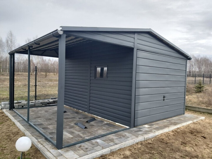 Predaj garáže s prístreškom 3x4 m v grafitovej farbe