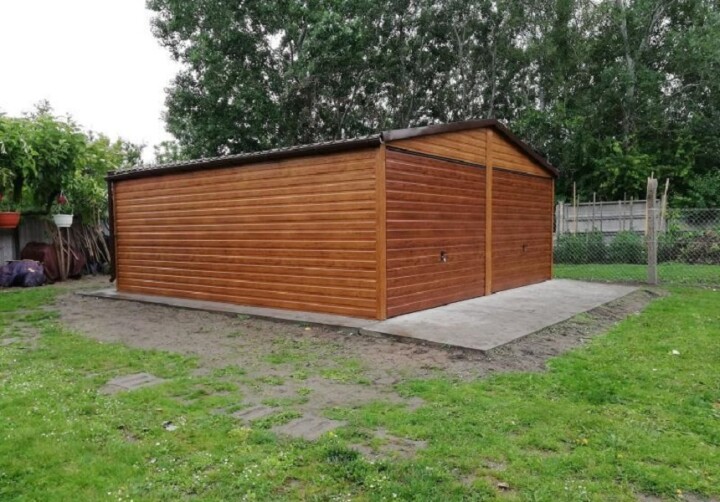 Plechová garáž 6x5m so vzorom dreva na predaj