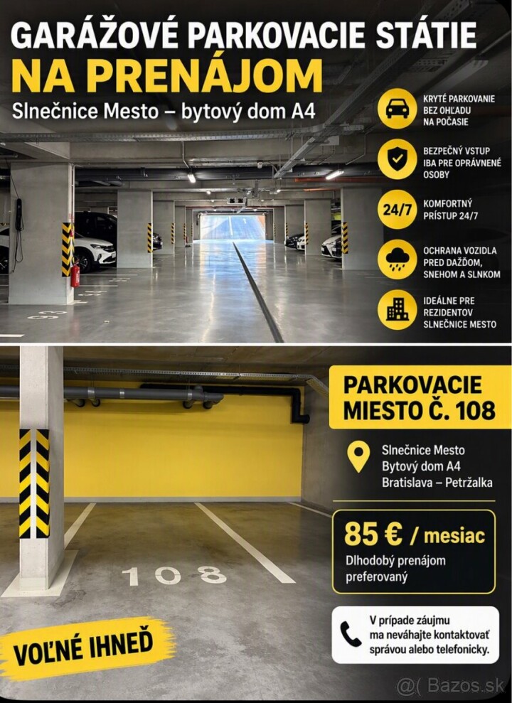 Prenájom garážového státia v Slnečniciach
