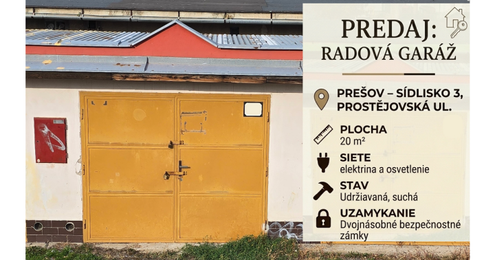 Predaj garáže s pozemkom na Sídlisku III v Prešove