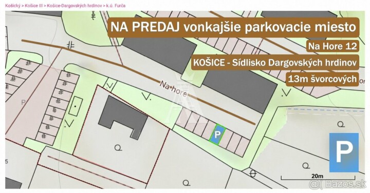Predaj vonkajšieho parkovacieho miesta na ulici Na Hore, Košice
