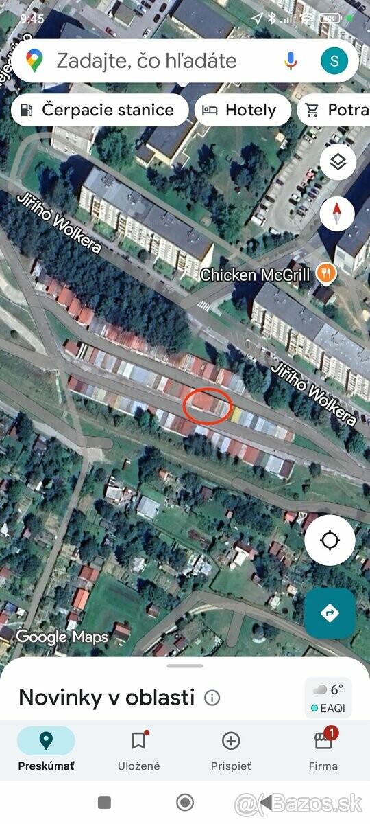 Na predaj garáž s elektrinou 17 m² na Wolkerovej ulici