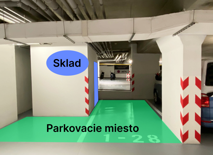 Podzemné garážové státie + sklad – 3 min pešo od Hlavnej stanice