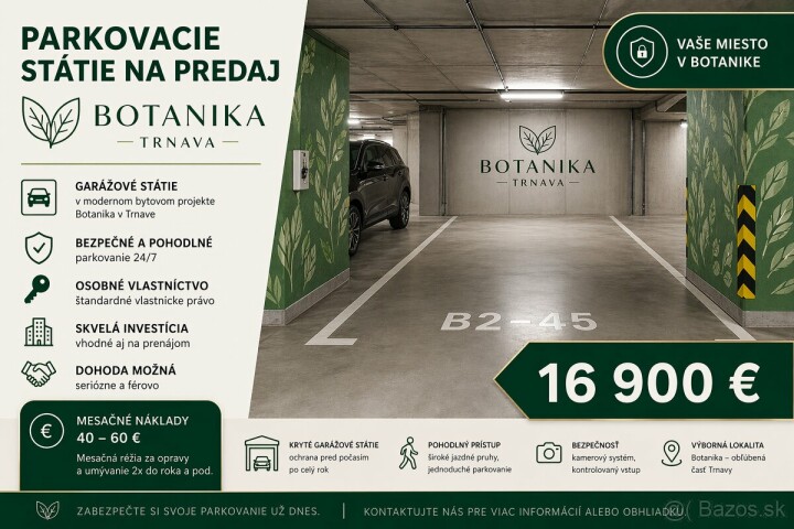 Predaj garážového parkovacieho miesta v Trnave - Botanika