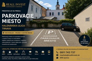 Parkovacie miesto na predaj v centre Trnavy - Halenárska ulica