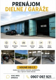 Prenájom dielne s garážou a montážnou jamou