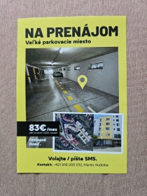 Parkovacie miesto v podzemnej garáži na ulici Nad plážou