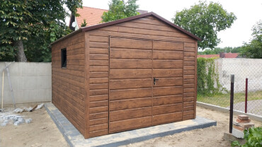 Plechová garáž 3x5m s imitáciou dreva
