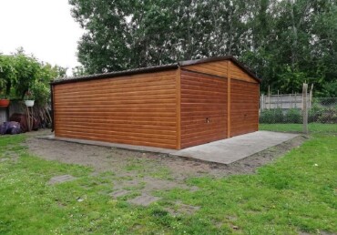 Plechová garáž 6x5m so vzorom dreva na predaj