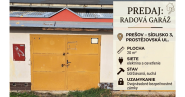 Predaj garáže s pozemkom na Sídlisku III v Prešove