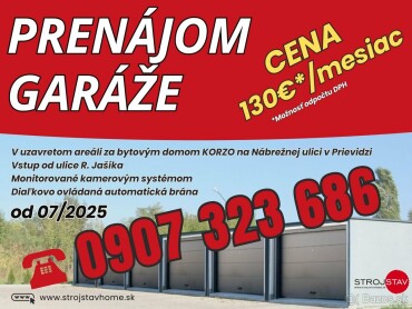 Prenájom novopostavených garáží v Prievidzi