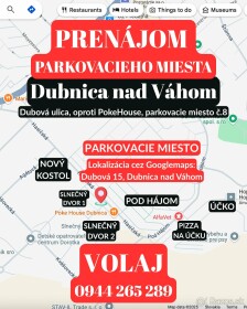 Prenájom vonkajšieho parkovacieho miesta v Dubnici nad Váhom