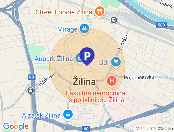 Hľadám parkovisko v okolí auparku Žilina