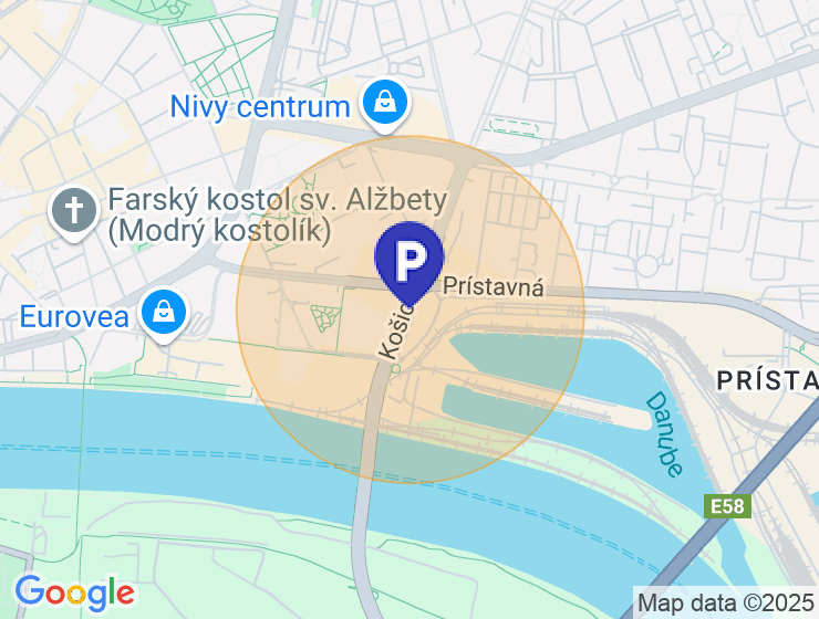 Krátkodobý parking blízko hlavnej vlakovej stanici, BA