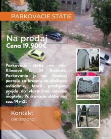 Na predaj parkovacie státie na Klincovej ulici v Ružinove