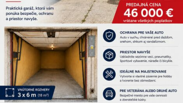 Samostatná garáž na predaj v Dúbravke s elektrinou a nízkymi nákladmi