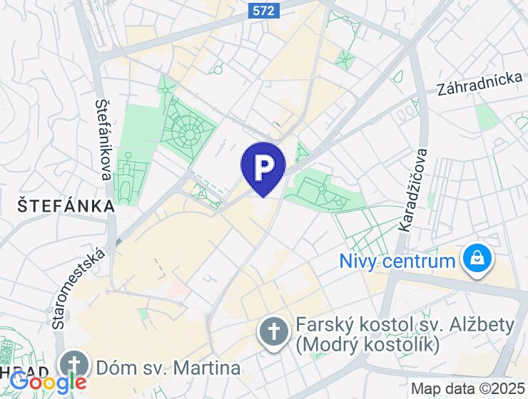 Parkovacie státie v Starom meste na ulici Špitalská