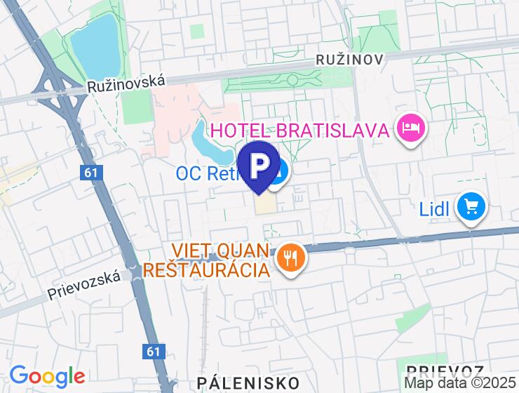 Prenájom park. miesta v Retre BA Ružinov