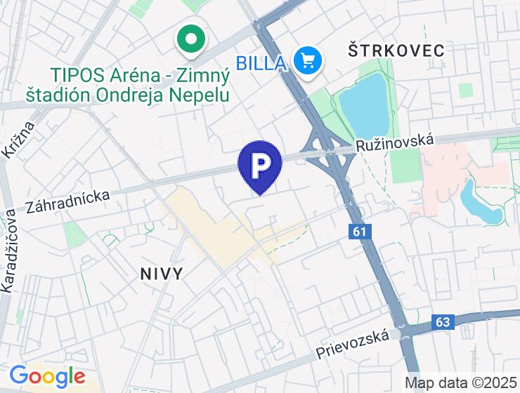 Prenájom parkovacieho miesta v projekte ROZETA na Klincovej ulici