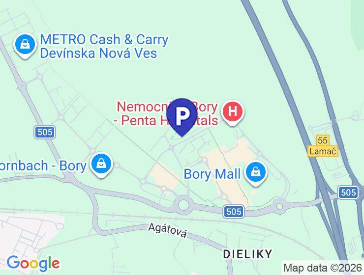Vonkajšie parkovacie miesto na prenájom na ulici Hany Ponickej v Bratislave