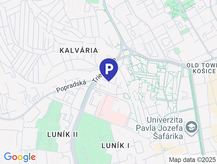 Vonkajšie parkovacie miesto na Súľovskej ulici v Košiciach