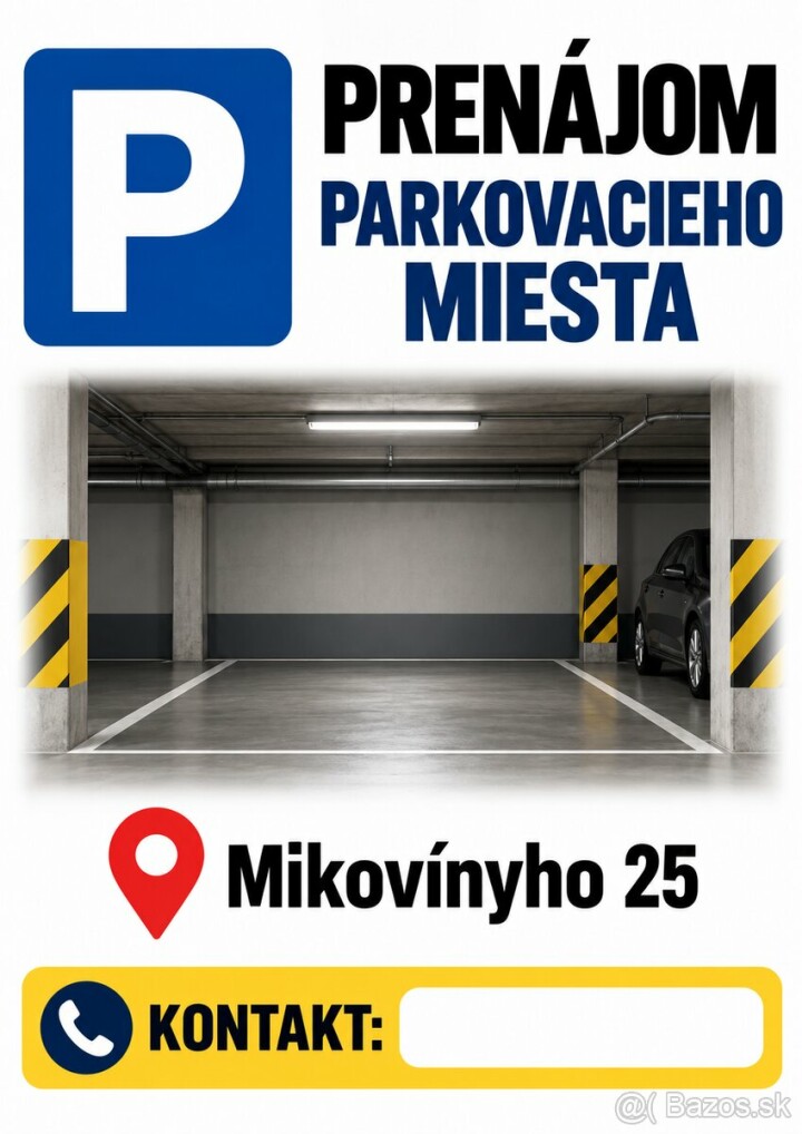 Prenájom parkovacích miest v podzemnej garáži