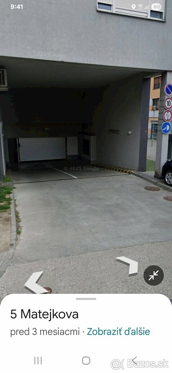 Parkovacie miesto na prenájom v bytovom dome na Matejkovej